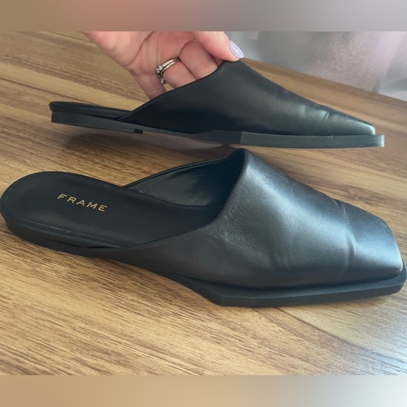 Frame Denim Black Leather Mules - Picture 5 of 7